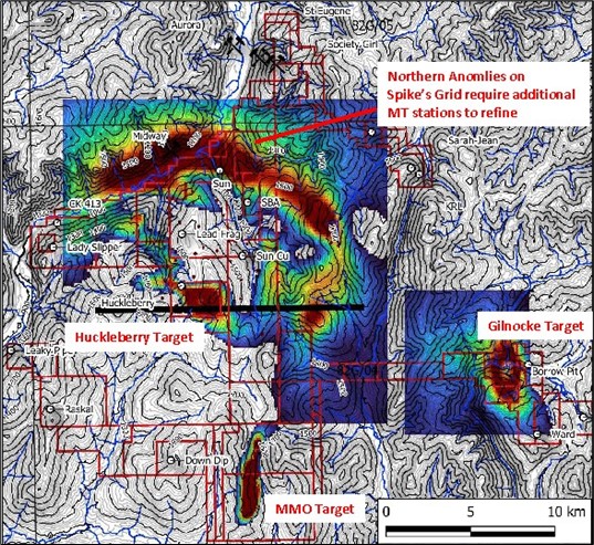 Plot showing 3D inversion anomalies following integration of new 2023 MT data.