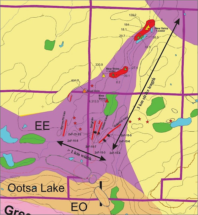 Close up of Vein Swarm and 1km x 3km target area